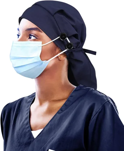 Miniatura 20 de Gorro de trabajo forrado de satén con botón para mujeres de cabello largo
