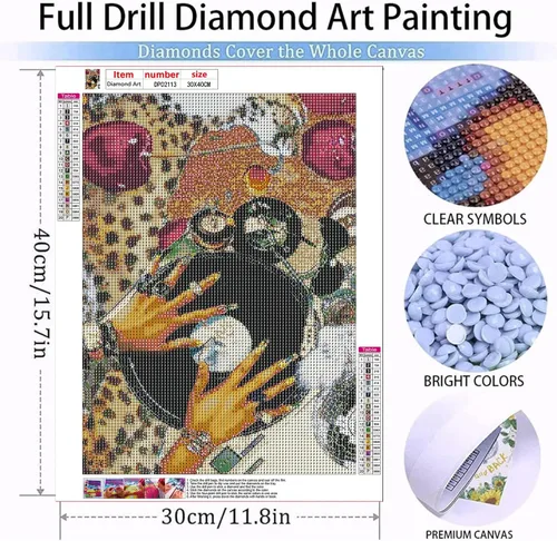 Miniatura 5 de Kits de arte de diamante para adultos principiantes, modernos kits de pintura de diamante con lunares de leopardo 5D, gemas y manualidades DIY