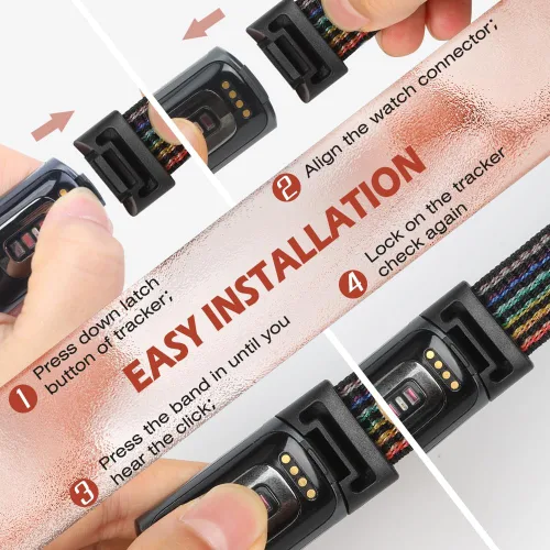 Miniatura 3 de Correas de nailon para reloj deportivo compatibles con Fitbit Charge 6/5, correa de muñeca ajustable, transpirable, de repuesto, suave, de bucle