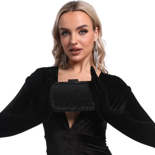 Miniatura 6 de Boutique De FGG Mini bolso de mano con diamantes de imitación, bolsos de noche y embragues para mujer, formales, bolso de mano de cristal para boda
