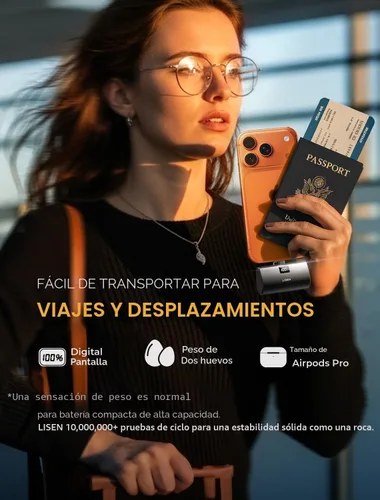 Miniatura 9 de Mini cargador portátil USB C de 6800 mAh, artículos esenciales de viaje para iPhone 17 Pro Max de 22.5 W, carga rápida