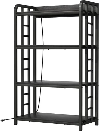 Miniatura 8 de Estante ajustable para panaderos con toma de corriente, soporte para horno de microondas de 4 niveles, estante de almacenamiento de cocina