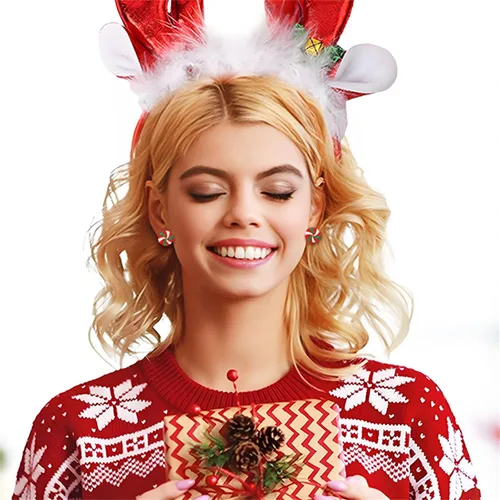 Miniatura 3 de Aretes de tuerca de Navidad para mujeres y niñas, hechos a mano, de madera, pan de jengibre, árbol de menta, bastón de caramelo, aretes