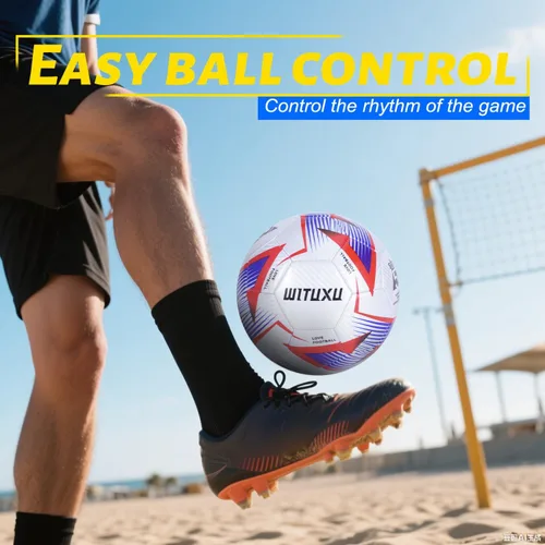 Miniatura 7 de Balón de fútbol tamaño 5 con bomba y aguja, fútbol profesional oficial para entrenamiento y juegos, desinflado para facilitar el inflado, regalo