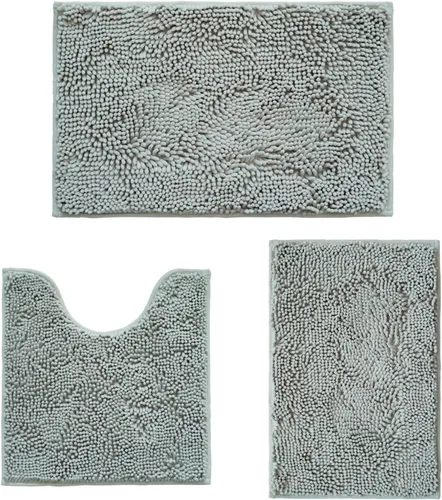 Miniatura 58 de Juego de alfombras de baño de 2 piezas, súper absorbente suave, gruesa, lavable en lavadora, alfombra de baño de chenilla antideslizante, alfombra