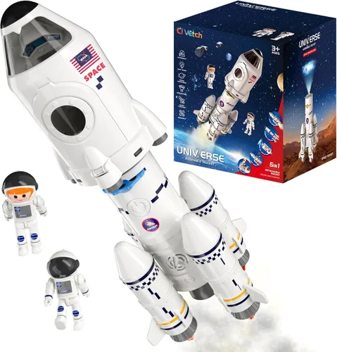 Miniatura 8 de Transbordador espacial, cohete de juguete para niños de 3, 4, 5, 6, 7, 8 y 9 años, juguetes educativos 5 en 1 de ciencia STEM aeroespacial con 2