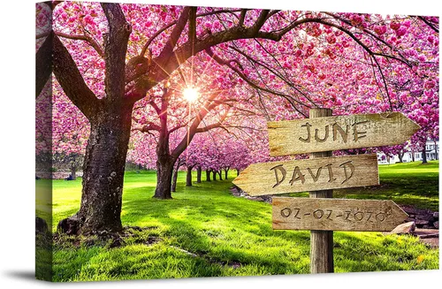 Miniatura 18 de Bosque Otoñal Foto o Impresiones en Lienzo Personalizadas Únicas con Nombres de la Pareja y Fecha Especial en Letrero, Regalo Perfecto