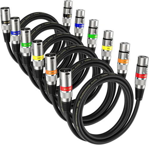Miniatura 9 de EBXYA Paquete de 10 cables XLR XLR macho a hembra de 3 pines, cable de conexión de micrófono de 3 pines, cable de iluminación compatible