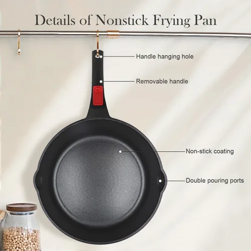 Miniatura 5 de Sartén de 20 cm antiadherente, sartén para tortilla, sartén de chef saludable y no tóxica, sartén para huevos con mango desmontable para todas