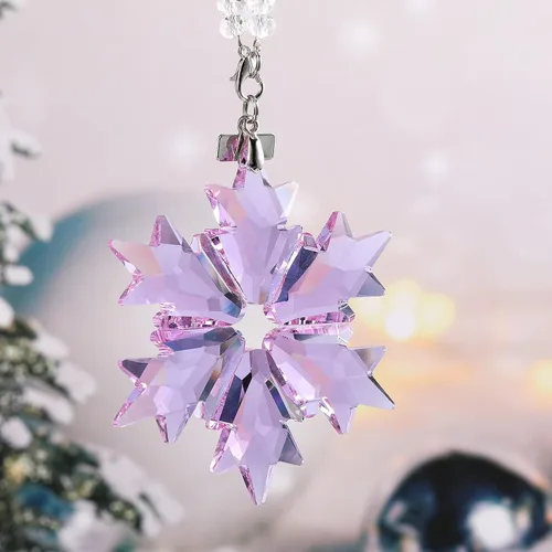Miniatura 5 de Remerry Adorno navideño de copo de nieve de cristal para árbol, colgante de cristal de copo de nieve transparente, regalo de adorno de Navidad