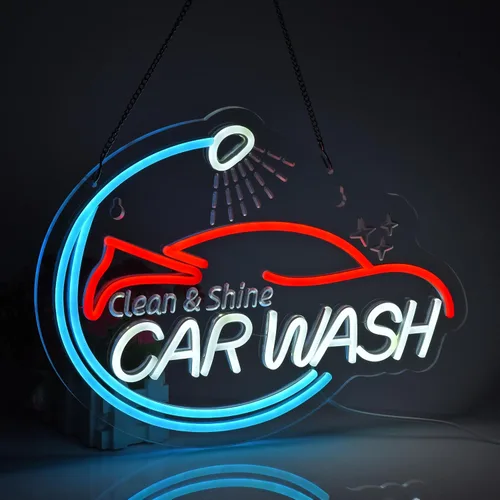 Miniatura 2 de Letrero de neón para lavado de autos, luces de neón para colgar en la pared, decoración artística para estaciones de servicio, servicio comercial