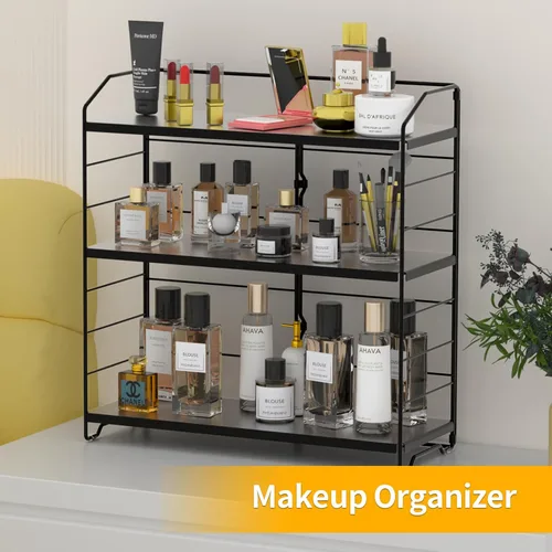 Miniatura 8 de BOIVSHI Organizador de encimera de baño, organizador de encimera de baño de 3 niveles, 8 niveles de altura ajustable, organizador de baño para Negro