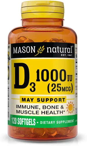 Miniatura 8 de MASON NATURAL Vitamina D3 125 mcg (5000 UI) - Apoya la salud general, fortalece los huesos y los músculos, del aceite de hígado de pescado, 50