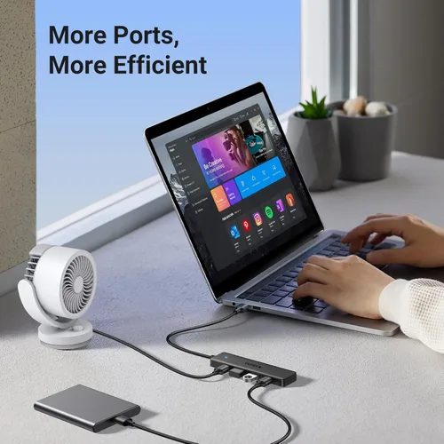 Miniatura 7 de UGREEN Hub USB 3.0, divisor de 4 puertos USB A ultradelgado expande USB para mouse, teclado, unidad flash, disco U, impresora compatible