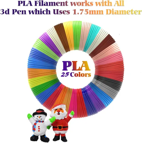 Miniatura 4 de 25 colores 250 pies de recambios de filamento para bolígrafo 3D, cada color es de 10 pies, 1.75mm de recambios de filamento PLA para bolígrafo