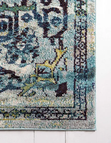 Miniatura 8 de Unique Loom Medici Collection - Alfombra tradicional de medallón floral vintage azul (2 pies 2 pulgadas x 3 pies)