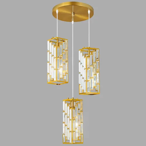 Miniatura 8 de Iluminación colgante dorada moderna, mini candelabros de cristal, lámpara colgante ajustable para cocina, isla, comedor, dormitorio (paquete de 1)