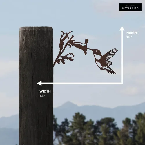 Miniatura 2 de METALBIRD - Colibrí - Adornos de árbol para exteriores en acero Corten - Arte de metal fabricado con orgullo en los Estados Unidos