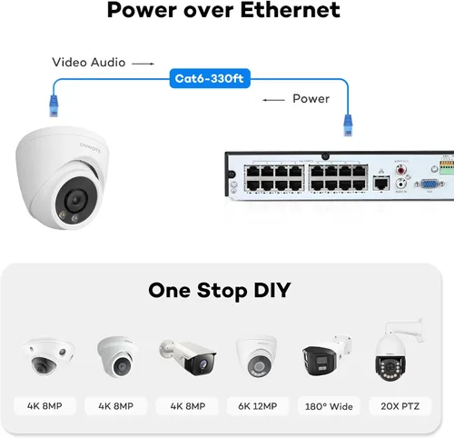 Miniatura 7 de ONWOTE Sistema de cámara de seguridad NVR PoE de 16 canales, reconocimiento facial y AcuSearch, NVR comercial de 12MP 4K 16CH de 4TB, 12 cámaras IP