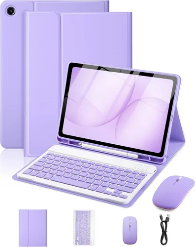 Miniatura 10 de Funda de teclado para Samsung Galaxy Tab A9 Plus de 11.0 pulgadas (SM-X210/X215/X216/X218), teclado desmontable recargable con cubierta de puerto