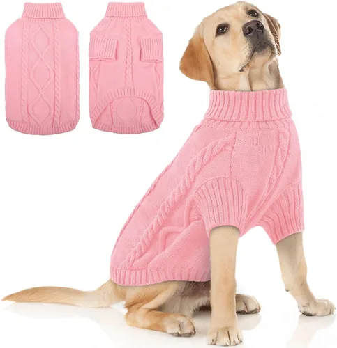 Miniatura 17 de Queenmore - Suéter de punto trenzado con cuello alto para perros pequeños, para climas fríos, para chihuahua, bulldog, teckel, carlino y yorkie, XS
