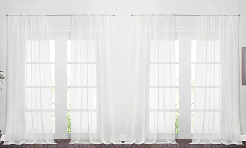 NICETOWN Cortinas traslúcidas de gasa para ventana de dormitorio, bolsillo para barra, elegantes cortinas traslúcidas ligeras que llegan al suelo