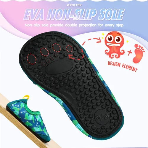 Miniatura 5 de Apolter - Zapatos de agua o natación estilo calcetín para niños, unisex, antideslizantes, para la playa o piscina, color aguamarina