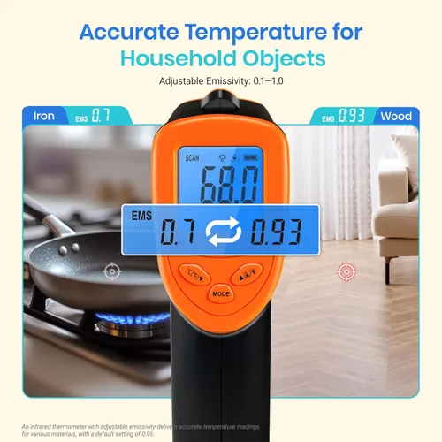 Miniatura 3 de Etekcity Termómetro infrarrojo láser pistola de temperatura 774, termómetro para carne, alimentos, caramelos y horno para accesorios de plancha