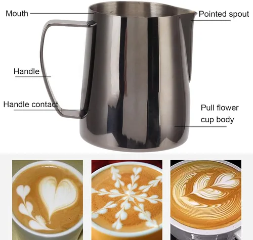 Miniatura 3 de CHICIRIS Jarra espumadora de leche de 20 onzas, taza espumadora de leche de 20 onzas, con boca puntiaguda, accesorios de espresso, jarra de leche