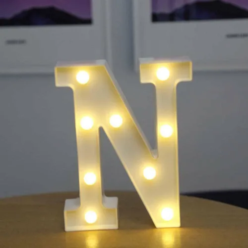 Miniatura 16 de anso Letras LED del alfabeto con números iluminados, letras de plástico blanco, decoración de pie de la A a la Z 0 ~ 9 (rosa corazón)