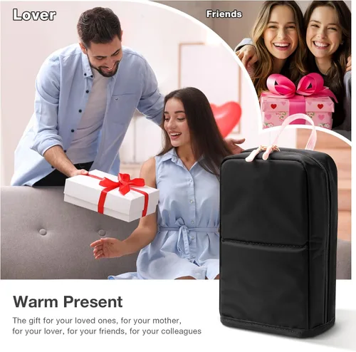 Miniatura 8 de Abiudeng Bolsa de maquillaje de viaje de pie Bolsa de maquillaje Bolsa de aseo de viaje, Negro