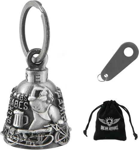 Miniatura 36 de Dream Apparel Campanas de motocicleta para motociclistas, accesorios de campanas pesadas y llavero para la suerte Viaja para vivir