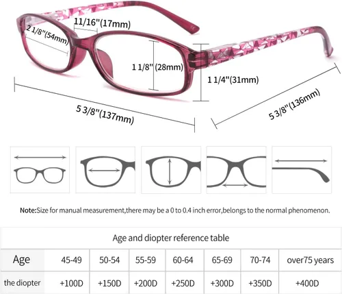 Miniatura 5 de Paquete de 6 lentes de lectura con bloqueo de luz azul, lectores de bisagra de resorte para mujer con patrón impreso, anteojos UV antirreflejos