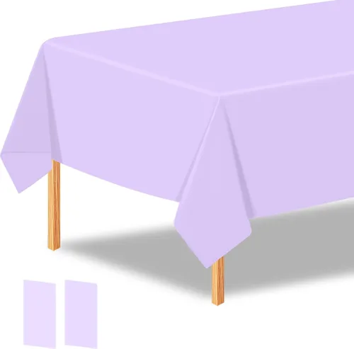 Miniatura 10 de 2 manteles de plástico color beige, 54 x 108 pulgadas, rectangular, desechables, para cumpleaños, bodas, pícnic, fiestas de vacaciones