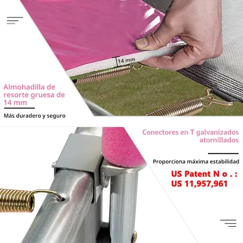 Miniatura 4 de SKOK Trampoline for Kids,400LBS Outdoor Trampoline with Net-ASTM Approved Trampoline for Children and Adults Rosa fuerte