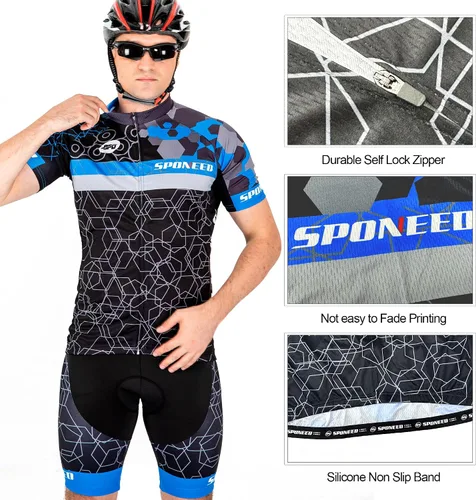 Miniatura 25 de sponeed Conjunto de traje de ciclismo para hombre, camiseta de ciclismo de carretera, pantalones cortos de ciclismo de trianthlon