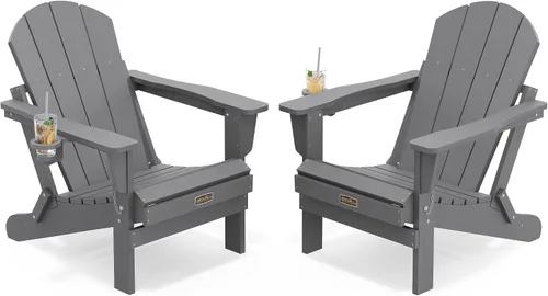 Miniatura 76 de SERWALL - Silla plegable Adirondack para patio, jardín, exterior, resistente a la intemperie, sillas para hoguera, color naranja
