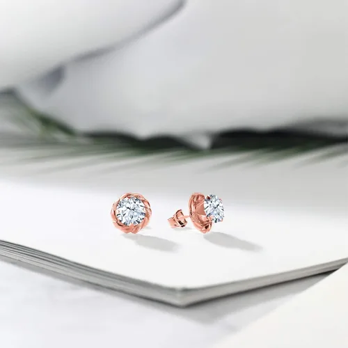 Miniatura 229 de Gem Stone King Aretes de plata de ley 925 de 0.236 in con piedra natal redonda para mujer
