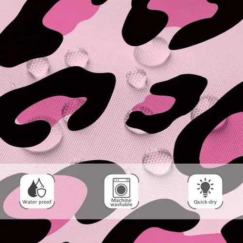 Miniatura 6 de Riyidecor Cortina de Ducha con Estampado de Leopardo Negro y Rosa Cabina Pequeña RV Estrecha Linda Femenina Moderna Trendy Simple Guepardo 36Wx72H