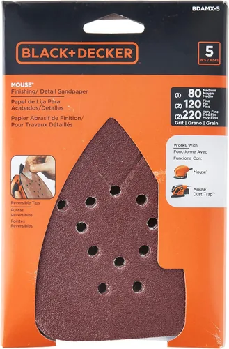 Miniatura 2 de BLACK+DECKER BDAMX-5 Mouse - Papel de lija surtido, paquete de 5