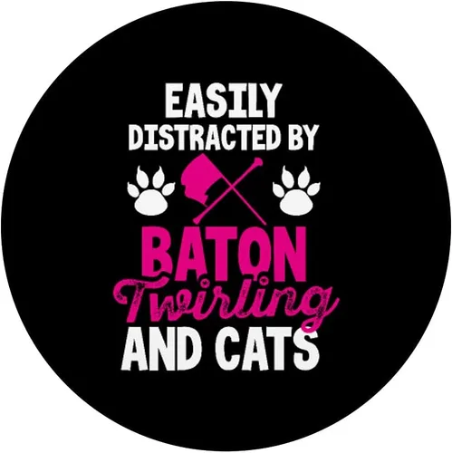 Miniatura 3 de Fácilmente distraído por Baton Twirling and Cats Majorette Twirl PopSockets intercambiables PopGrip
