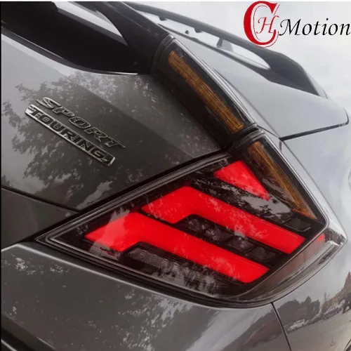Miniatura 7 de HCmotion Luces traseras LED ensambladas para Honda Civic 10Th Gen Tipo R Hatchback FK7 FK8 2016-2021 Lámpara trasera con señal secuencial, LED DRL