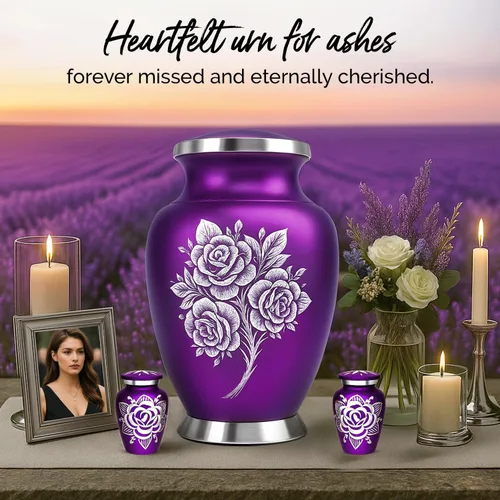 Miniatura 6 de Urnas de cremación para cenizas humanas adultas – Urna funeraria para mujeres cenizas con juego de recuerdo – Elegantes urnas conmemorativas