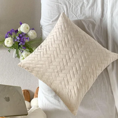 Miniatura 3 de Juego de 2 fundas de almohada decorativas color beige de 18 x 18 pulgadas, fundas de cojín cuadradas para sofá, cama, sala de estar