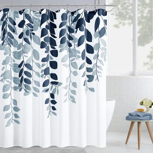 Miniatura 32 de BOODII Cortinas de ducha negras de 36 x 72 pulgadas, cortina de ducha de eucalipto de primavera para baño, cortina de baño con textura de flameado