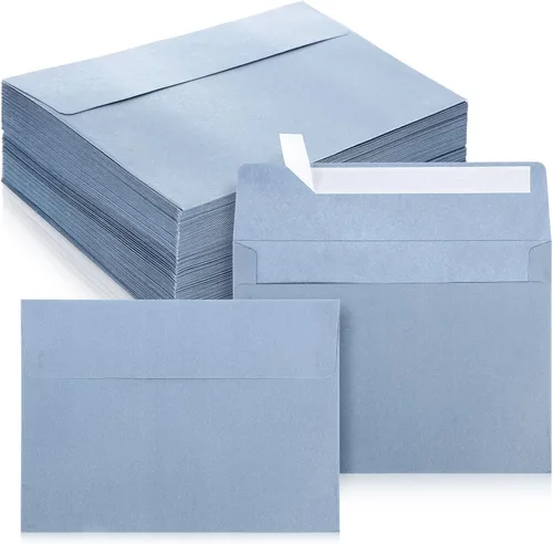 Miniatura 10 de Ctosree 200 sobres de invitación color azul polvoriento, 120 GSM, tamaño A7, pesados, para tarjetas de felicitación, boda, cumpleaños Azul