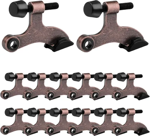 Miniatura 11 de OBTANIM - Paquete de 8 topes de puerta con bisagra de alta resistencia, topes de puerta ajustables de metal con puntas de goma para parachoques