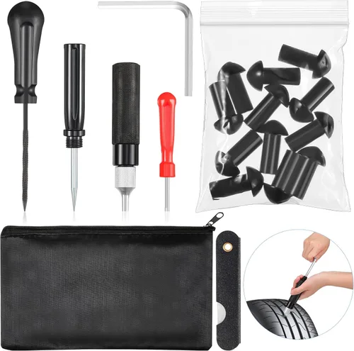 Landhoow Kit de reparación de tapones de neumáticos con 12 piezas de tapones de neumáticos de hongo, reparación de neumáticos de alta resistencia