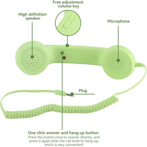 Miniatura 8 de Auricular retro para teléfono, teléfono celular con conector de 0.138 in, receptor de teléfono móvil, auriculares antiguos, receptor de mano