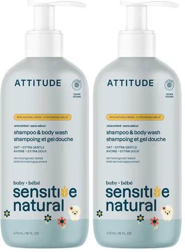 Miniatura 8 de ATTITUDE Baby Champú y gel de baño 2 en 1, verificado por EWG, ingredientes a base de plantas y minerales, productos veganos para pieles sensibles